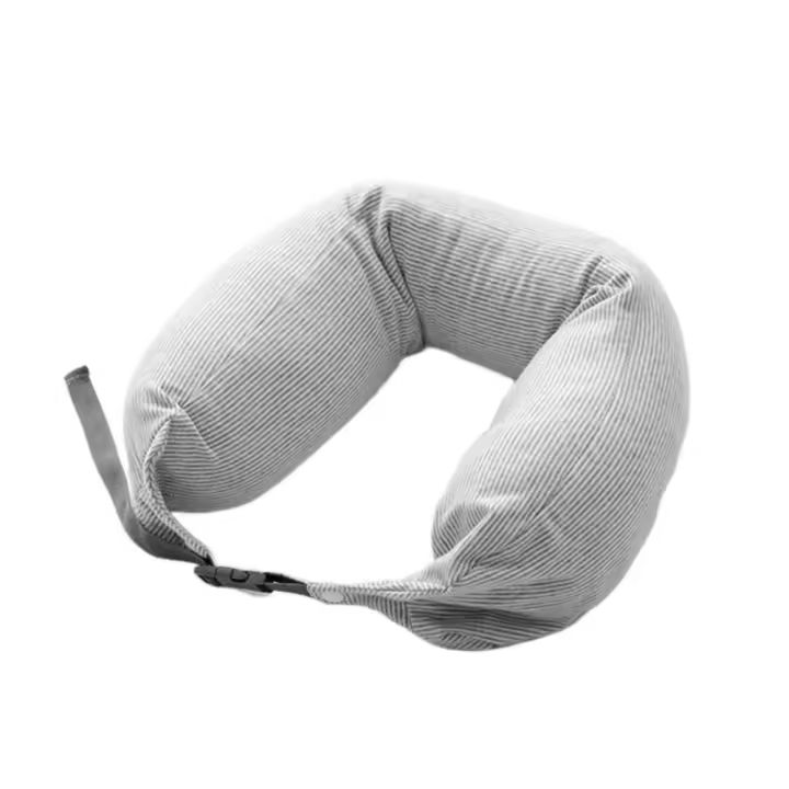 Almohada de viaje en forma de U para el hogar, almohada de espuma con partículas de estilo japonés, almohada de rollo flexible, diseño de hebilla suave, almohada para siesta, avión - 1