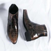 Zapatos de tacón alto puntiagudos informales Chelsea para hombre, vestido, botines de cuero, para hombre - details 1