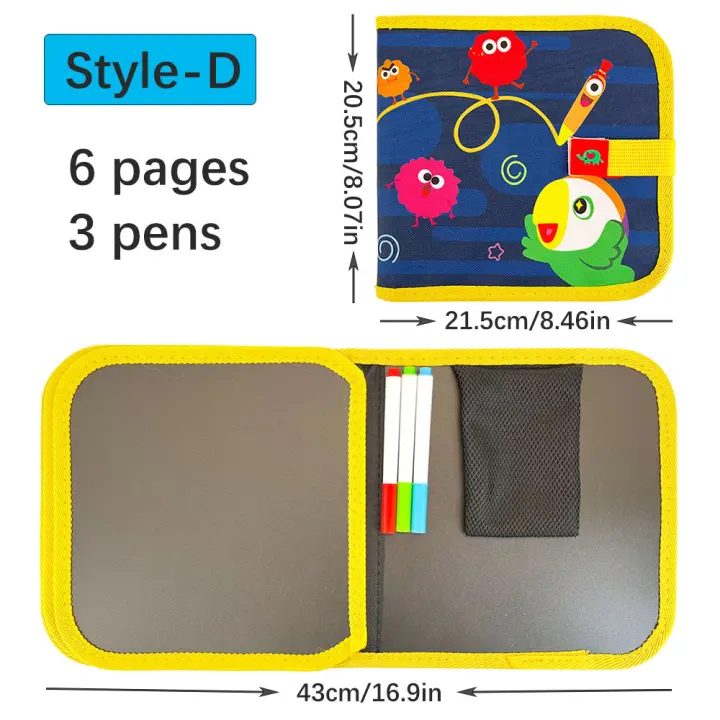 Pizarra borrable de 6 páginas para niños, tablero de dibujo y escritura, libros para colorear, juguetes educativos para niños, regalos - 1