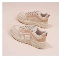 2025 primavera nueva moda urbana Ins estilo coreano Casual blanco de suela gruesa papá estudiante correr zapatos deportivos con cordones - details 12