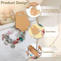 100 tarjetas autoadhesivas para collares, pendientes, envoltorios, etiquetas de papel kraft para alentar y exhibir pulseras. - details 1