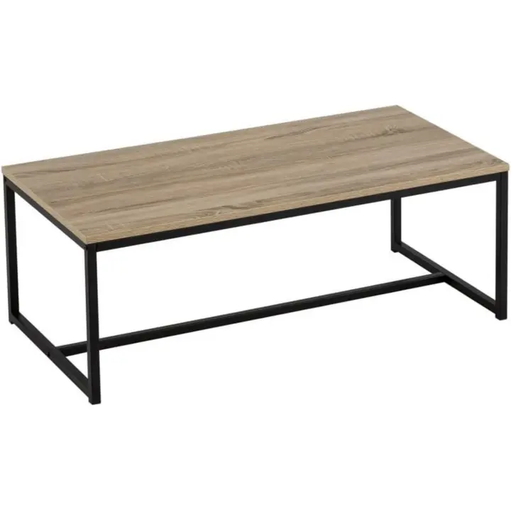 Mesa de Balcón Baja de Sofá Natural y Negro 100x36x50 CM Ideal para Salón, Comedor, Oficina - 1