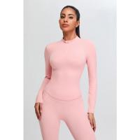 Ropa deportiva de moda para mujer, Top de Yoga con cremallera y manga larga con cuello alto y manga larga - details 7