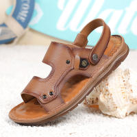 Sandalias de hombre de cuero genuino, cómodas y frescas para el verano, antideslizantes para uso en exteriores. - details 7
