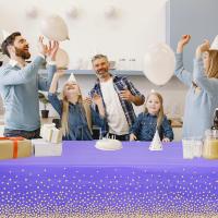 Mantel desechable de plástico, cubierta rectangular para mesa de fiesta, azul, dorado, impermeable, suministros de Decoración de cumpleaños y boda - details 8