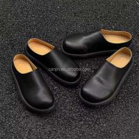 Nuevos zuecos de madera de cuero genuino de alta calidad para hombres talla grande 38-46 antideslizantes informales zapatos de moda ligeros negros puros - details 5