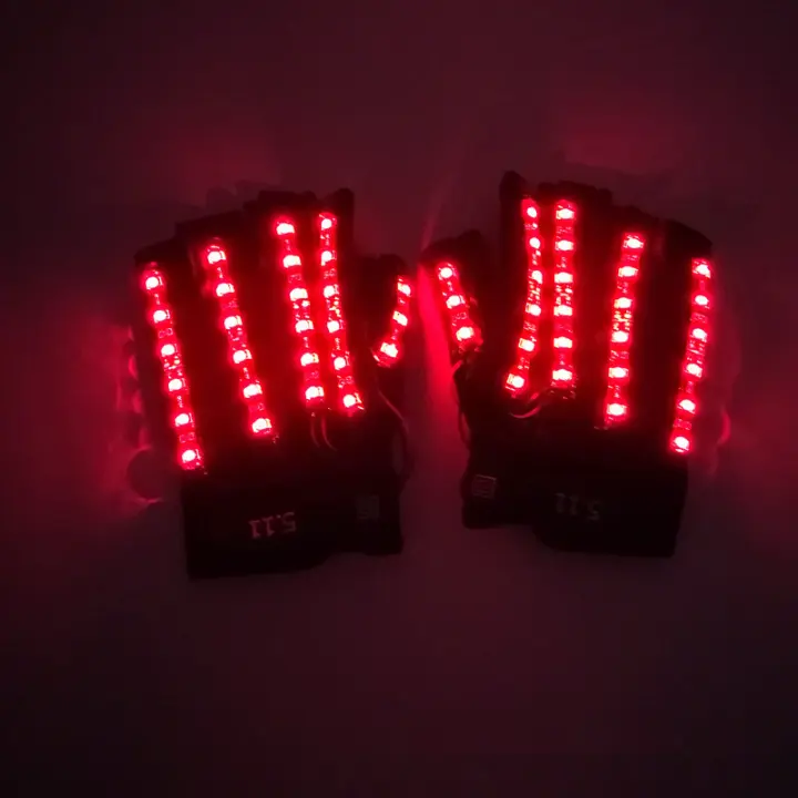Guantes emisores de luz de 6 colores para DJ, fiesta de música, Cosplay, escenario, actuación, medio dedo, LED, luces láser brillantes - 1