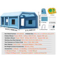 Cabina de pintura inflable SucceBuy, cabina de pintura inflable. Equipado con potentes sopladores y sistema de filtro de aire. - details 10