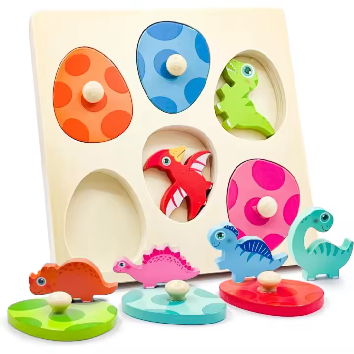 Rompecabezas de Dinosaurios Montessori Juguete Educativo de Madera para Niños Pequeños - 1