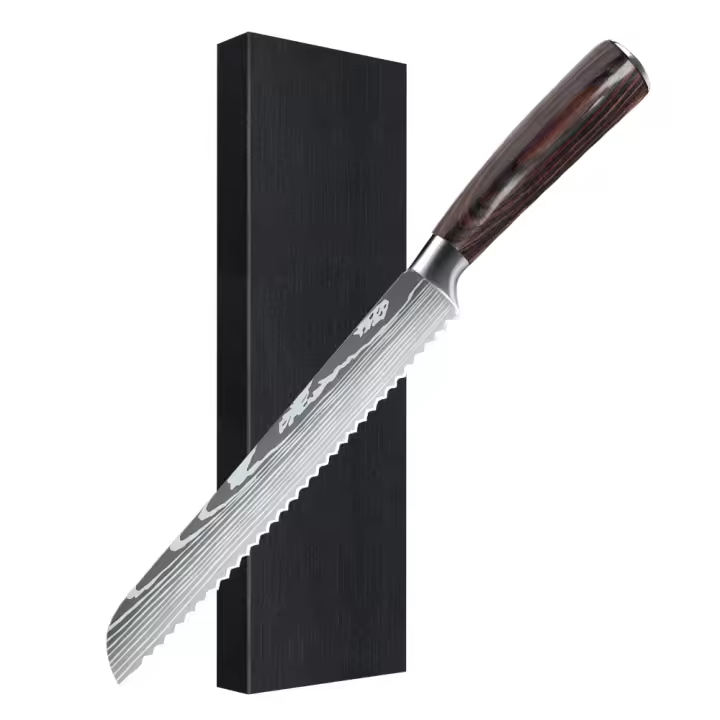 Cuchillo Profesional para Pan MDMAND Acero Inoxidable, Longitud Completa de 12.7 pulgadas, Mango de Acacia Ergonómico Ideal para Pan Casero Cocina y Cocinar - 1