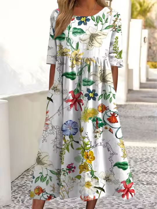 Vestido de verano de manga corta para mujer, vestidos estampados a la moda para mujer - 1