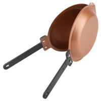 Sartén redonda con tapa para tortillas con mango largo, sartén plegable de doble cara, sartén antiadherente para hacer tortitas, jamón - details 7