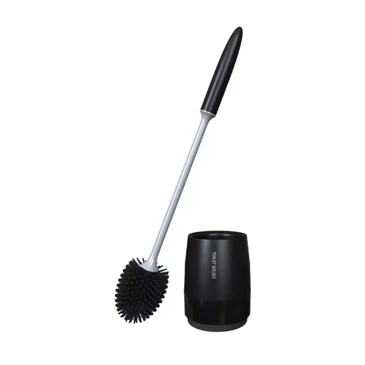 Piruleta dorada rugby cepillo en forma de baño doméstico wc set de cepillo de inodoro mango largo goma suave cepillo de limpieza - 1
