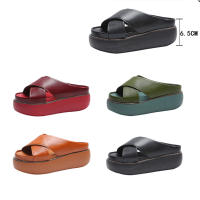 Sandalias de rebote con correa cruzada para mujer, zapatillas de cuero PU antideslizantes, Vintage, Verano - details 1