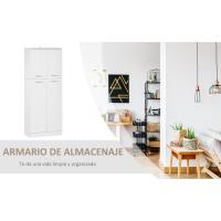 Armario Alto de 2 Puertas con 5 Estantes y Baldas Ajustables