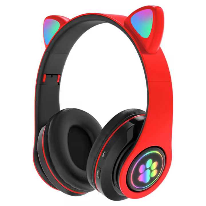 Auriculares inalámthricos con orejas de Gato, audífonos con flash de Luz, LED, RGB, Estéreo, HIFI, Graves, portátiles, Bluetooth, para música - 1