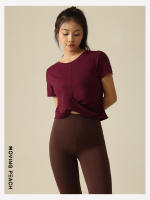 Camisetas Deportivas Mujer MOVING PEACH Camiseta de Yoga Top Dri-fit T-shirts Gym Top Front Wrap Detalle Transpirable ETM Material Exterior 47% Viscosa 47% Algodón 6% Spandex - details 6