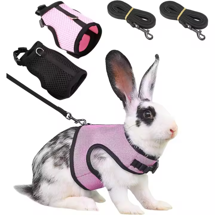 Arnés-Correa Ajustable para Mascotas, Accesorios de Conejo, Transpirable y Suave, 2 Piezas - 1