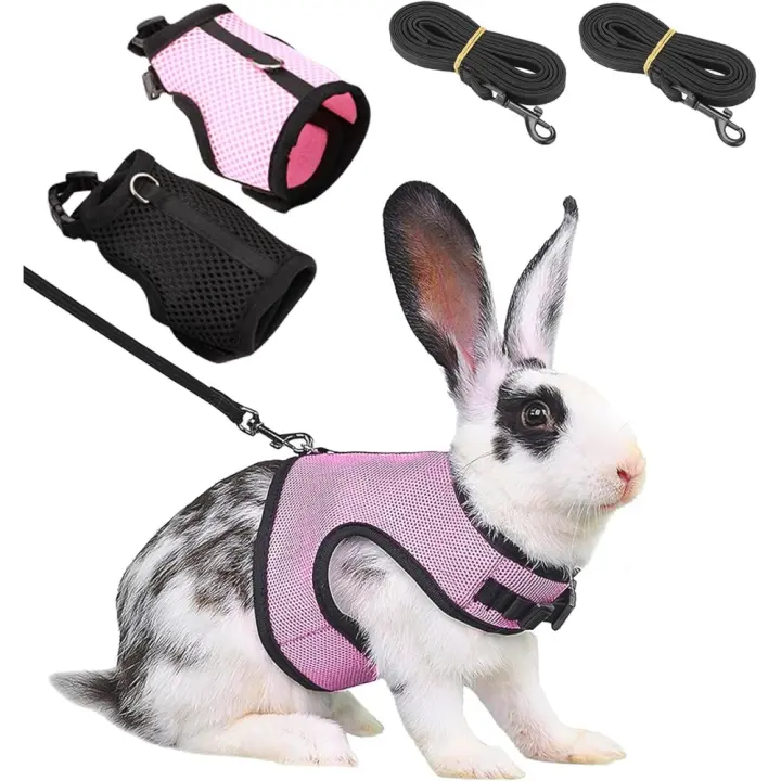 Arnés-Correa Ajustable para Mascotas, Accesorios de Conejo, Transpirable y Suave, 2 Piezas - 1