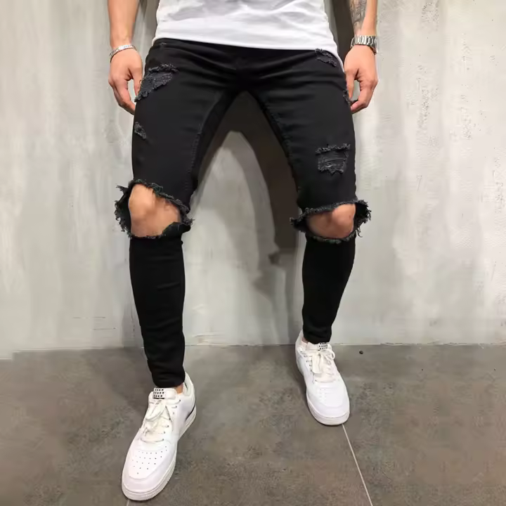 Jeans de manga fina para hombre Ropa cómoda Ropa de mezclilla en pantalones grandes y estilo punk - 1