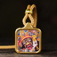 Llevando un pequeño Tangka, Bodhisattva Samantabhadra, Dragón Zhakiram, Gran Colgante del Cielo Negro, Dios Amarillo de la Riqueza, Tara Verde - details 1