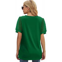 Camisa de manga corta para mujer, blusa elegante de verano a la moda, cuello en v, color sólido, tops Casuales - details 11