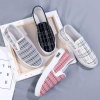 A07 nuevos zapatos casuales antideslizantes de suela suave cruzada de estudiante de fondo plano de un solo paso de lona para mujer - details 1