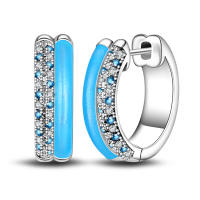 Aretes Redondos de Plata 925 Estilo Elegante para Mujeres con Piedra Principal de Zirconio y Diseño de Encanto Brillante Color en Oro - details 45