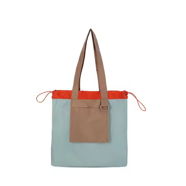 Bolso de compras plegable de color, bolso de bolsillo respetuoso con el medio ambiente de gran capacidad, bolso de mano con cordón impermeable reutilizable para niñas - 1