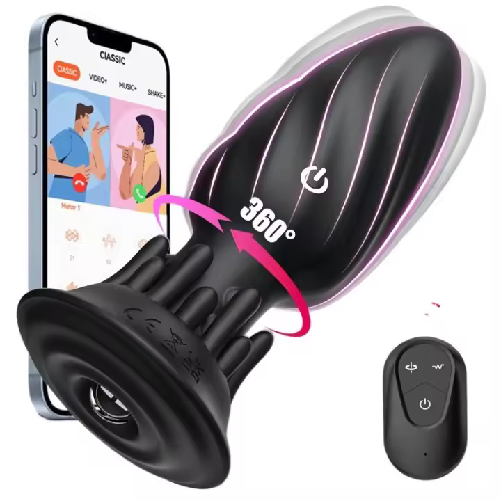 Vibrador con control remoto giratorio de 360°, tapón anal de silicona, masajeador de próstata, dilatador, juguetes sexuales para hombres. - 1