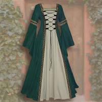 Halloween mujeres corte Medieval europea elegante disfraz de vampiro Cosplay carnaval Vintage sin tirantes vestido elegante de manga larga - details 6