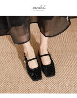Zapatos Mary Jane de tacón medio con correa de una palabra de plata francesa - details 8