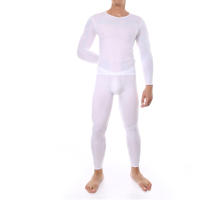 Calzoncillos largos masculinos Ropa interior térmica para hombre Ropa de dormir Ice Silk Lounge Tight Camiseta interior de manga larga Conjunto de pantalones - details 1
