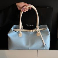 Bolso de hombro vaquero con cierre de cerrojo Simple, bolso elegante Vintage de gran capacidad para axila, bolso de mano informal de PU elegante para mujer - details 17