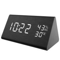 Reloj Digital creativo, pantalla LED electrónica de madera, detección de temperatura y humedad, despertador para dormitorio - details 8