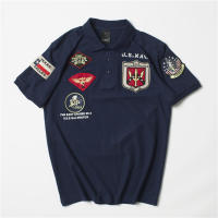 2024ss vintage us size top gun polo camisa hombres marcas de ropa verano bordado manga corta militar fuerza aérea ejército - details 0