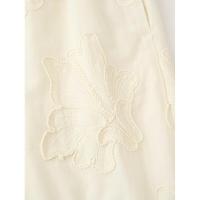 - Acogedora moda de verano bordada para mujer, top hueco sin mangas con cuello redondo + pantalones rectos con cordón, informal sólido - details 10