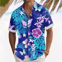 2025 planta impresa en 3D camisa de playa hawaiana para hombre camisa de solapa de manga corta informal de verano - details 5
