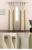 RYB-cortinas transparentes y opacas con lazo para el hogar, ojal de bloqueo, combinación de mezcla, gasa triturada elegante, para dormitorio y sala de estar - details 3