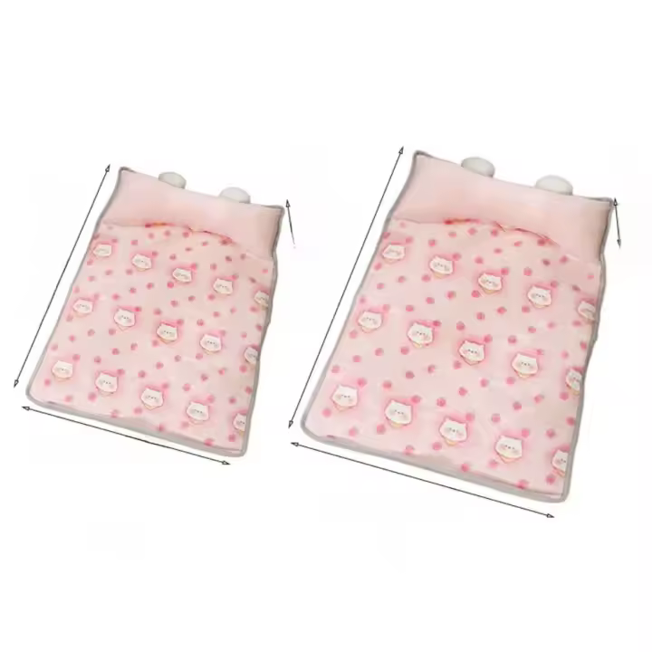 Estera de enfriamiento duradera de seda de hielo para mascotas con almohada, cama refrescante para perros resistente a las mordeduras, almohadilla de verano rectangular transpirable para mascotas para cachorros y gatos - 1