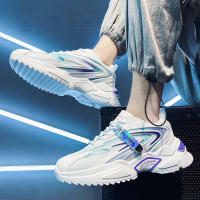 Zapatos de los hombres de verano transpirable nuevo estudiante deportes y zapatos de ocio estilo Hong Kong personalidad cambio gradual plataforma de color papá zapatos hombres - details 5