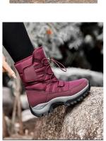Botas de nieve impermeables para mujer, botines de piel cálida, con plataforma, color negro, a la moda, Invierno - details 23