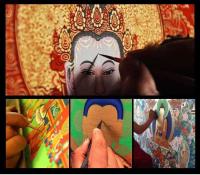 Retreto de Tsongkhapa Thangka Estilo Xizang Tantrico Budismo Bordado de Nepal - details 2