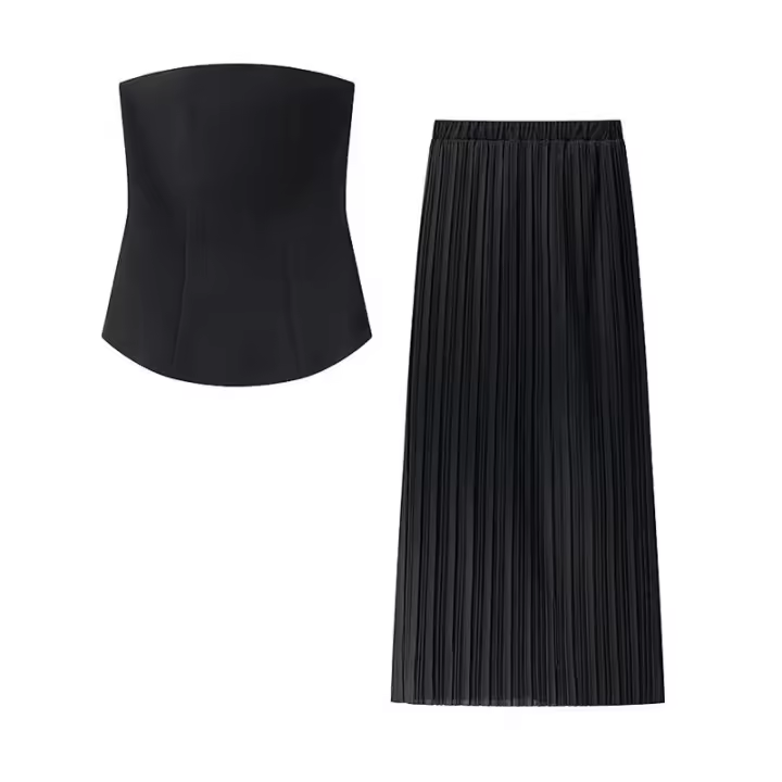 Conjunto elegante sin mangas con falda y elementos superiores para noche y primavera - 1