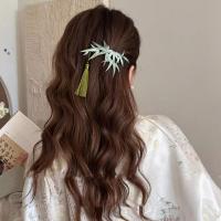 Horquilla con borla de hoja, traje Tang, pinza para el pelo, estilo antiguo, horquilla de estilo antiguo, accesorios para el cabello para niña, tocado de estilo chino verde - details 2