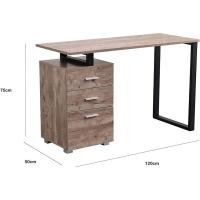 Escritorio Moderno de Madera y Acero 3 Cajones, Porta Ordenador, Diseño de Mesa de Trabajo, 120 x 50 x 75 cm, Decoración para Casa y Oficina - details 11