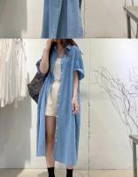 Vestido de Pierna Ancha Estilo Coreano Vestido Largo Adelgazante con Manga Corta - details 4