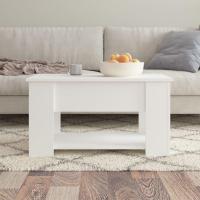 Mesa de centro, mesa auxiliar, consola lateral, salón, sofá, sala de estar, cafetería, muebles, mobiliario, madera contrachapada blanca, 79x49x41 cm - details 3