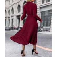 Vestido de manga larga plisada para mujer, elegante, hermoso, color sólido, moda - details 21
