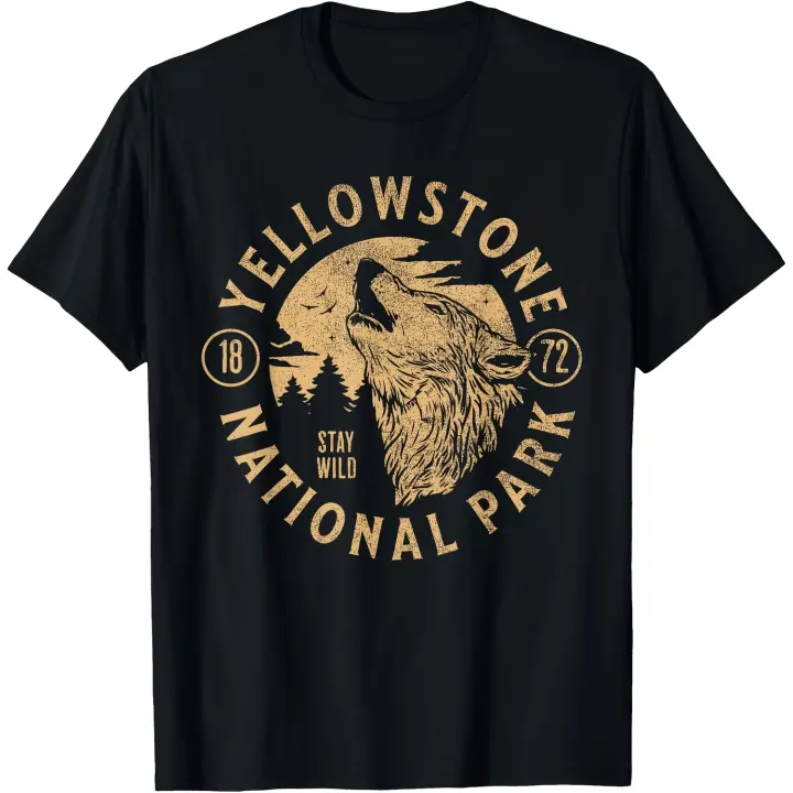 Yellowstone Wyoming Wolf Nature Hike Outdoors Vintage camiseta para hombre - 1